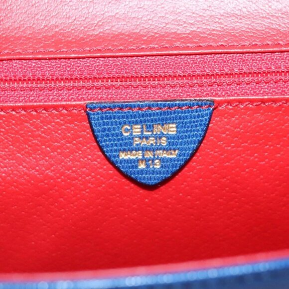 CELINE Shoulder Bag Leather Blue Gold Auth 94799V - Picture 13 of 15
